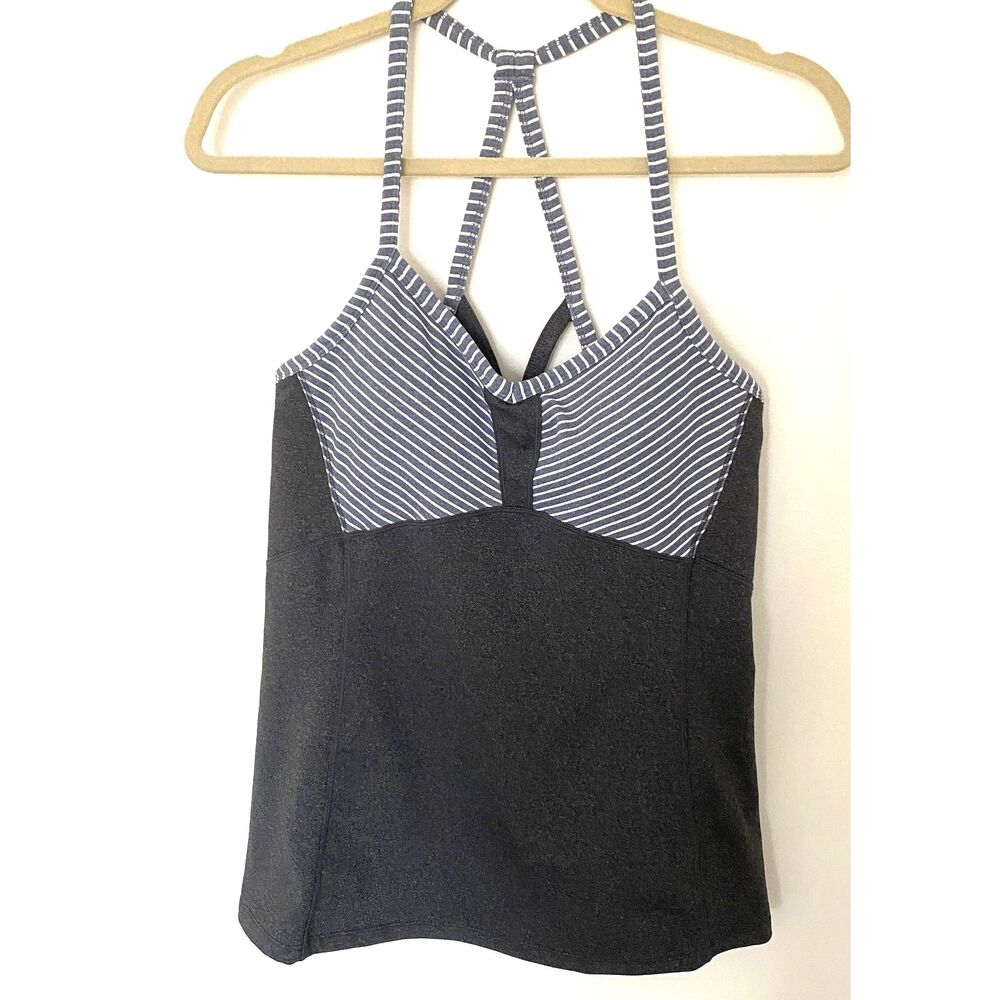 Athleta Fulfillment Tank Top Built in Bra Support Charcoal Heather Gray Sz M